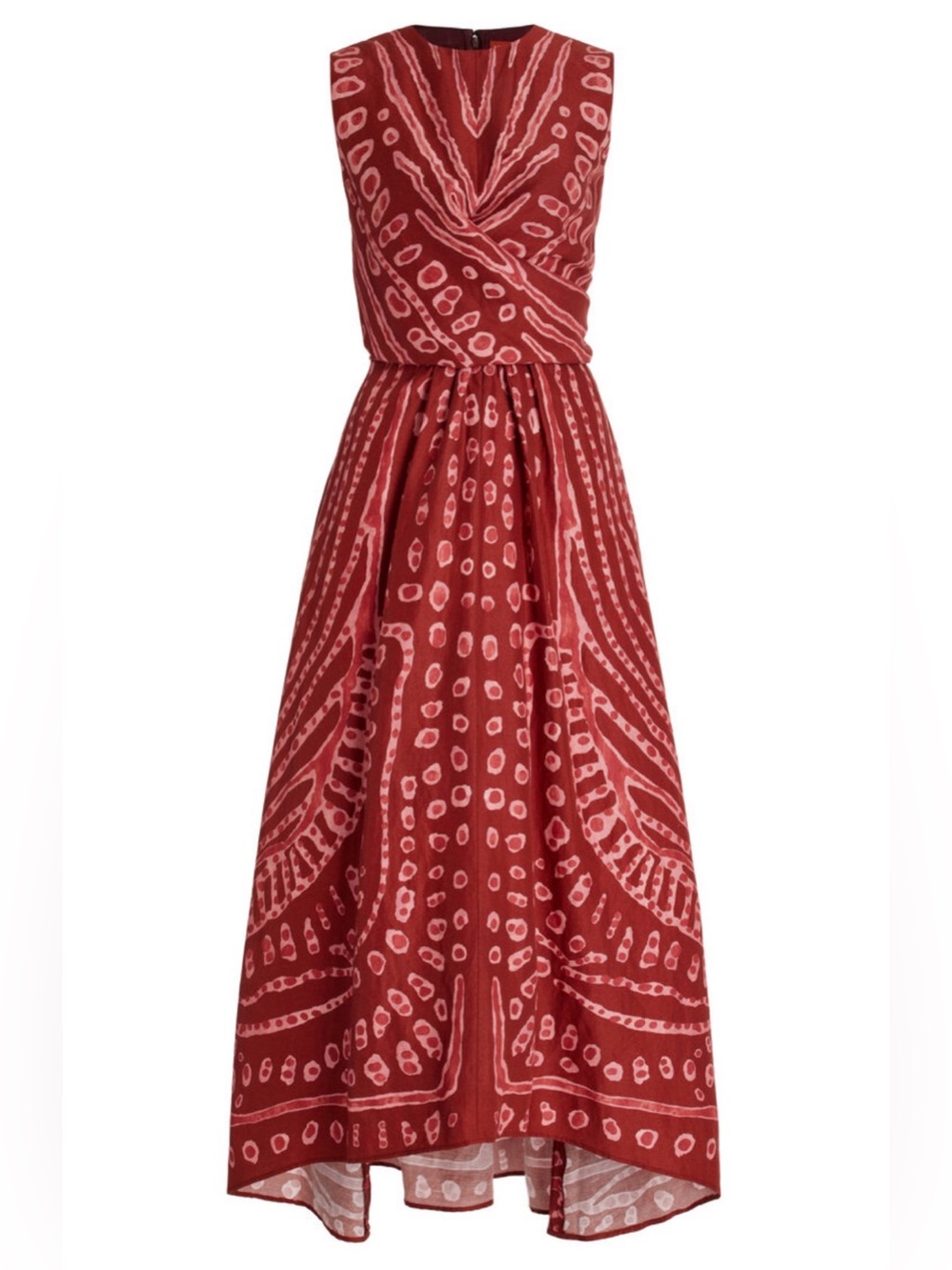 Altuzarra Red Linen blend PEMBINA MARKINGS MAXI Dress